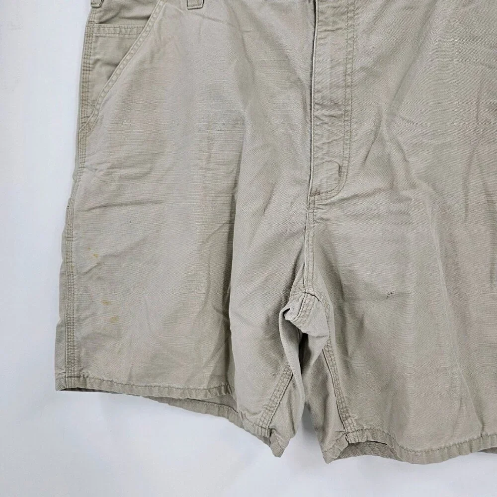 Carhartt Original Fit Mens Sz 42 Beige Carpenter Shorts Back Pocket Logo